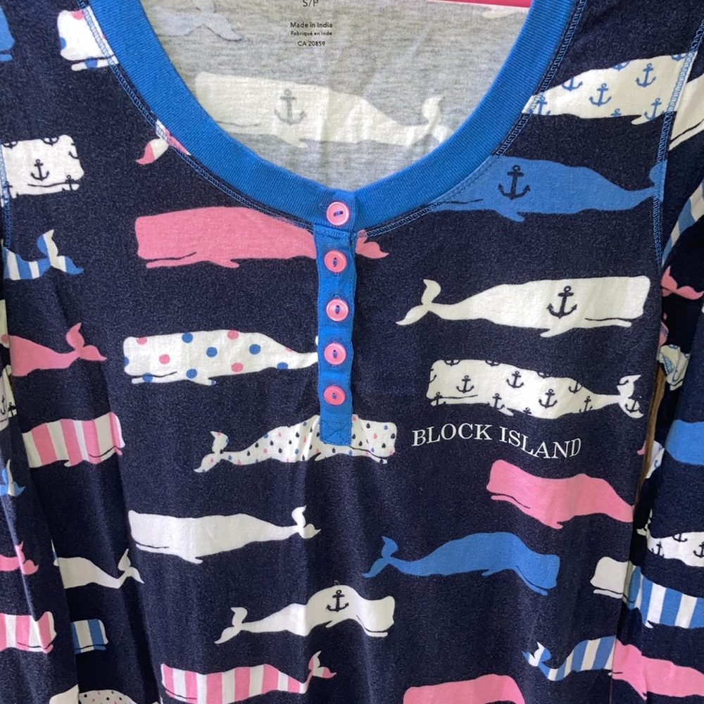 Whale Nautical Block Island Little Blue House Nightgown S/P - Picture 3 of 5
